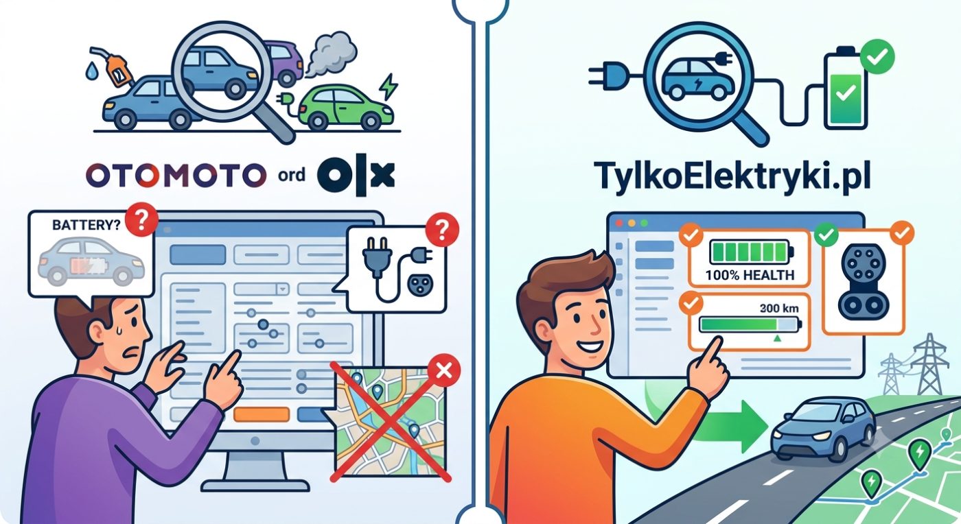 OTOMOTO i OLX a zakup elektryka — czego tam nie znajdziesz
